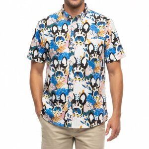 MTL Made to Live NYC French Bulldog Print Shirt Slim Fit XL Short Sleeve